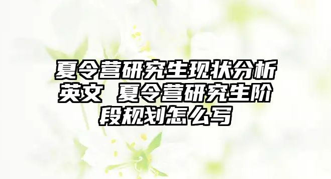 夏令营研究生现状分析英文 夏令营研究生阶段规划怎么写