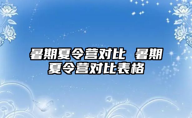 暑期夏令营对比 暑期夏令营对比表格