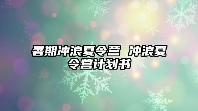 暑期冲浪夏令营 冲浪夏令营计划书