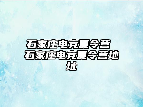 石家庄电竞夏令营 石家庄电竞夏令营地址