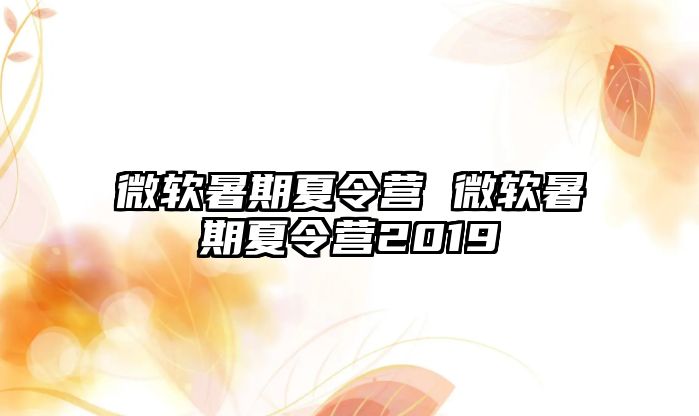 微软暑期夏令营 微软暑期夏令营2019