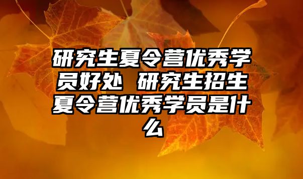 研究生夏令营优秀学员好处 研究生招生夏令营优秀学员是什么