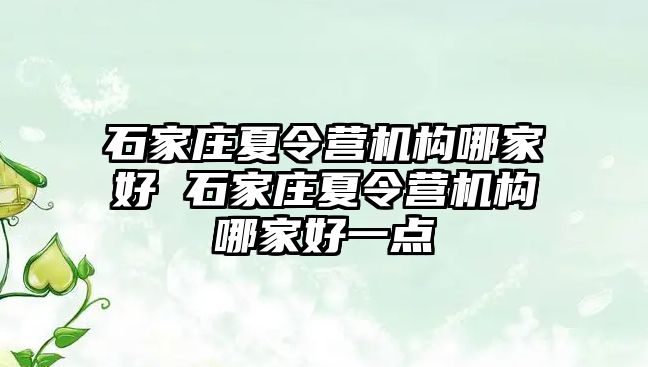 石家庄夏令营机构哪家好 石家庄夏令营机构哪家好一点