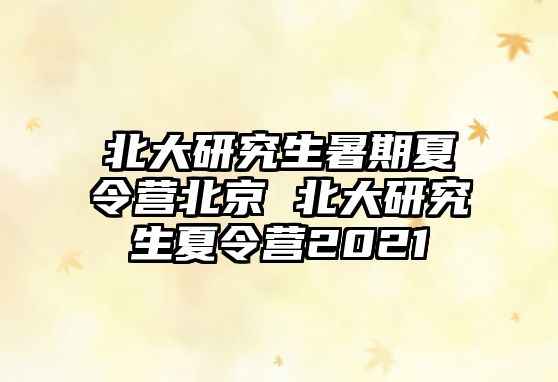 北大研究生暑期夏令营北京 北大研究生夏令营2021