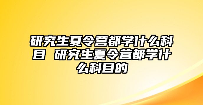 研究生夏令营都学什么科目 研究生夏令营都学什么科目的