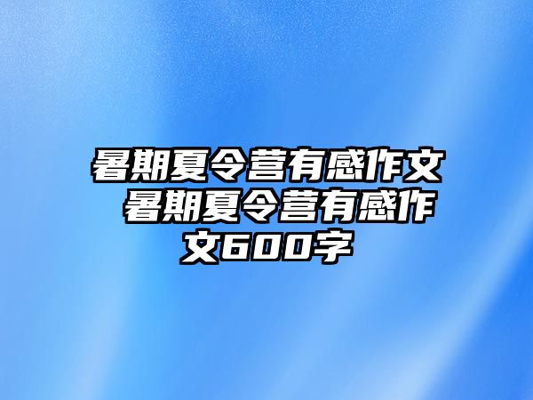 暑期夏令营有感作文 暑期夏令营有感作文600字