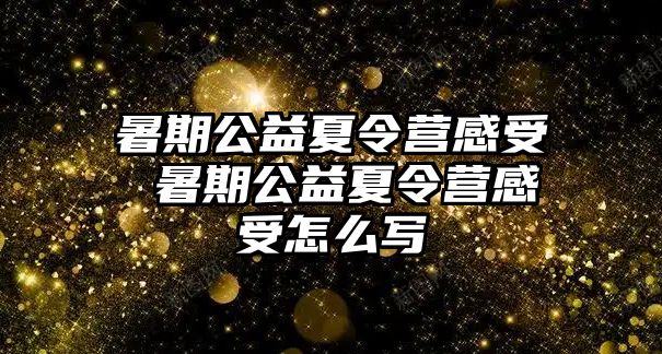 暑期公益夏令营感受 暑期公益夏令营感受怎么写