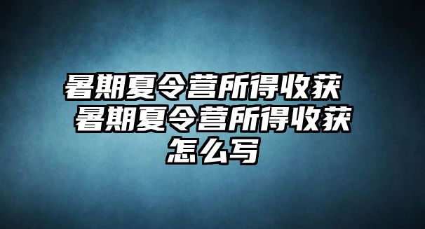 暑期夏令营所得收获 暑期夏令营所得收获怎么写