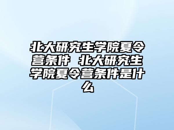 北大研究生学院夏令营条件 北大研究生学院夏令营条件是什么