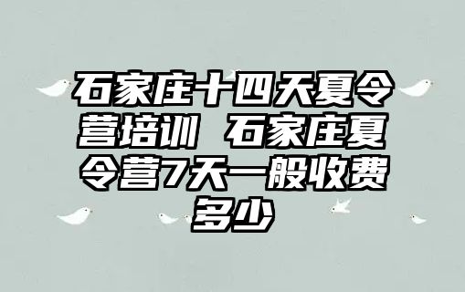 石家庄十四天夏令营培训 石家庄夏令营7天一般收费多少