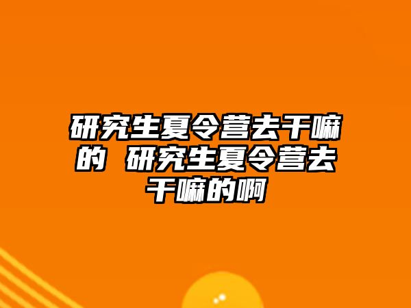 研究生夏令营去干嘛的 研究生夏令营去干嘛的啊