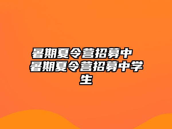 暑期夏令营招募中 暑期夏令营招募中学生