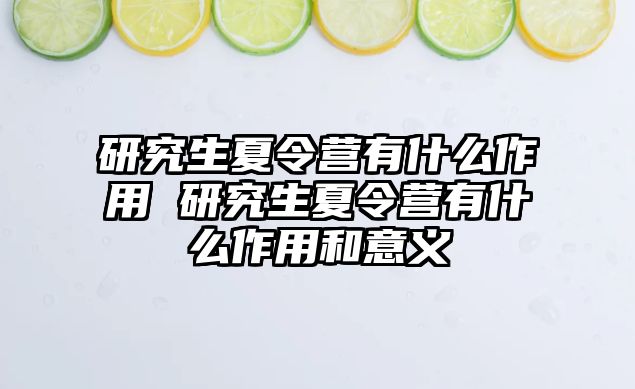 研究生夏令营有什么作用 研究生夏令营有什么作用和意义