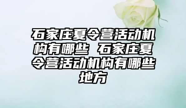 石家庄夏令营活动机构有哪些 石家庄夏令营活动机构有哪些地方