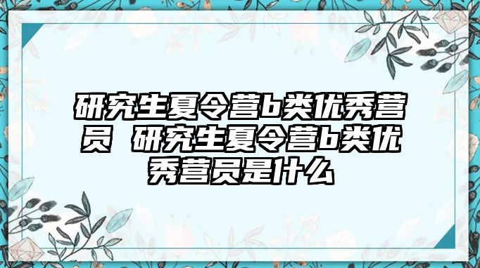 研究生夏令营b类优秀营员 研究生夏令营b类优秀营员是什么