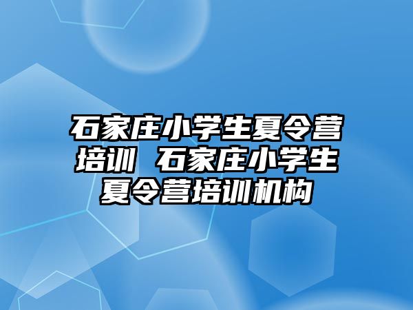 石家庄小学生夏令营培训 石家庄小学生夏令营培训机构