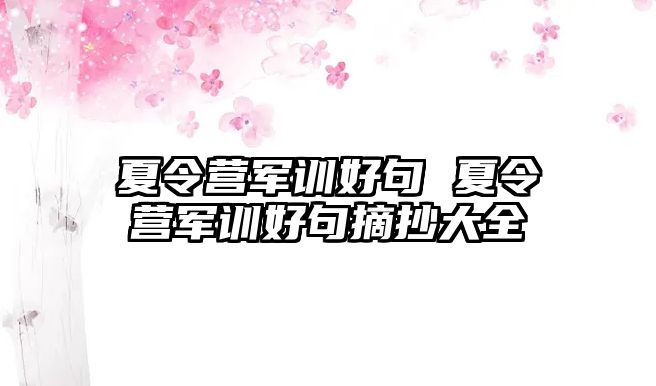 夏令营军训好句 夏令营军训好句摘抄大全