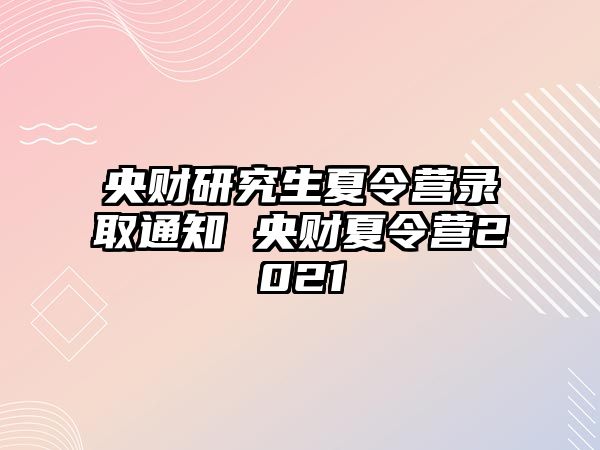 央财研究生夏令营录取通知 央财夏令营2021