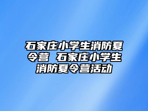 石家庄小学生消防夏令营 石家庄小学生消防夏令营活动