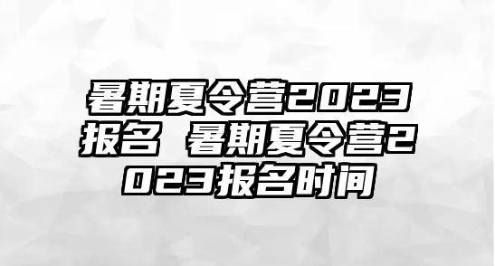 暑期夏令营2023报名 暑期夏令营2023报名时间