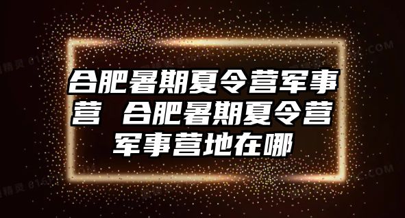 合肥暑期夏令营军事营 合肥暑期夏令营军事营地在哪