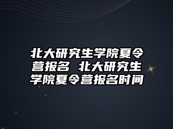 北大研究生学院夏令营报名 北大研究生学院夏令营报名时间