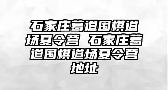 石家庄葛道围棋道场夏令营 石家庄葛道围棋道场夏令营地址