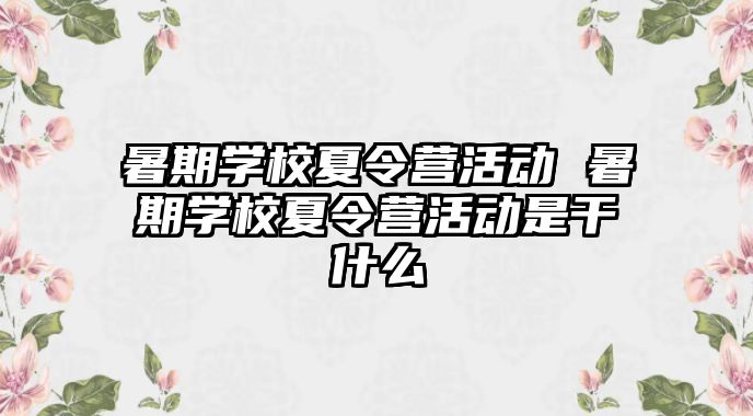 暑期学校夏令营活动 暑期学校夏令营活动是干什么