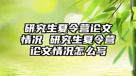 研究生夏令营论文情况 研究生夏令营论文情况怎么写