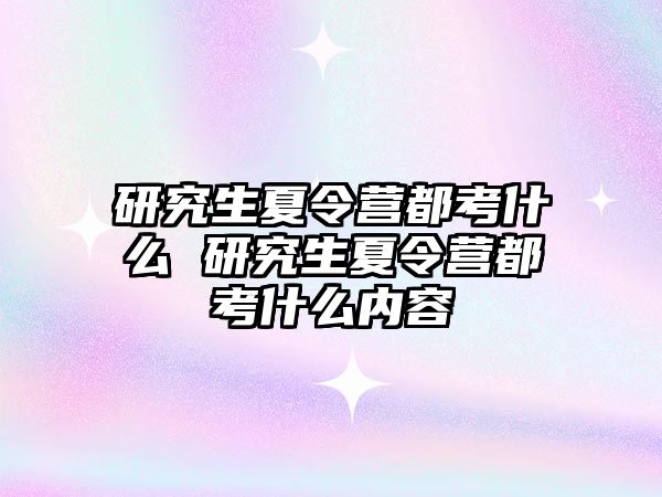 研究生夏令营都考什么 研究生夏令营都考什么内容