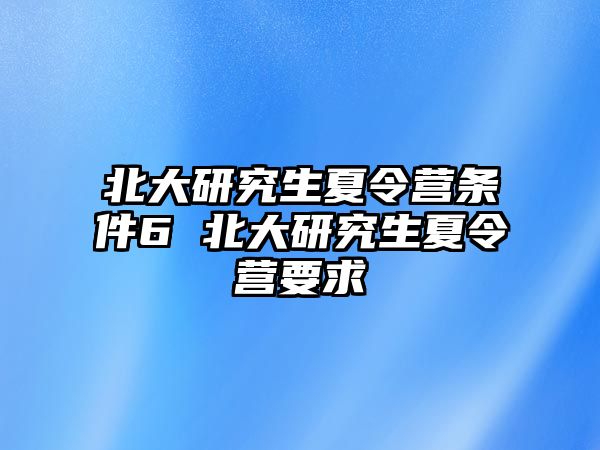 北大研究生夏令营条件6 北大研究生夏令营要求