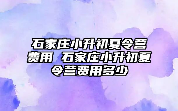 石家庄小升初夏令营费用 石家庄小升初夏令营费用多少