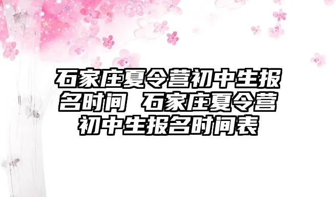 石家庄夏令营初中生报名时间 石家庄夏令营初中生报名时间表