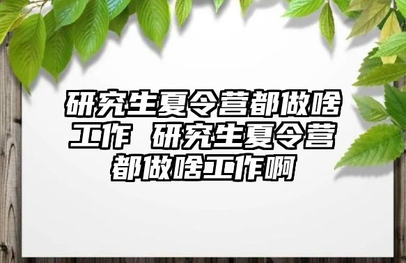 研究生夏令营都做啥工作 研究生夏令营都做啥工作啊