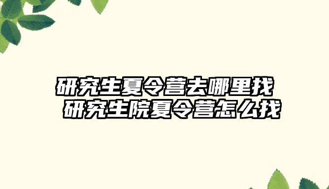 研究生夏令营去哪里找 研究生院夏令营怎么找