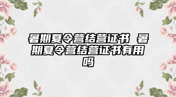 暑期夏令营结营证书 暑期夏令营结营证书有用吗