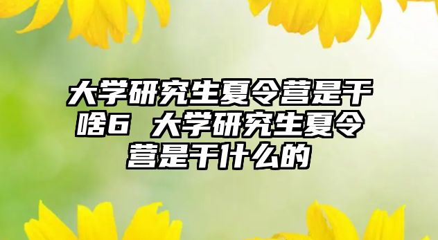 大学研究生夏令营是干啥6 大学研究生夏令营是干什么的