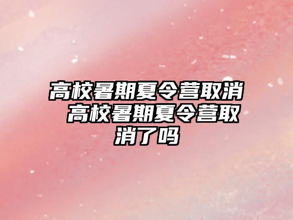 高校暑期夏令营取消 高校暑期夏令营取消了吗