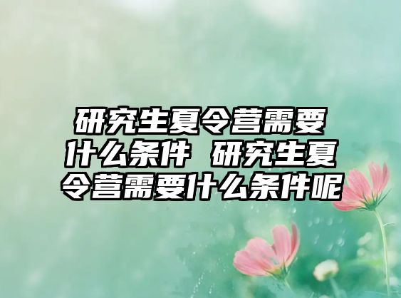 研究生夏令营需要什么条件 研究生夏令营需要什么条件呢