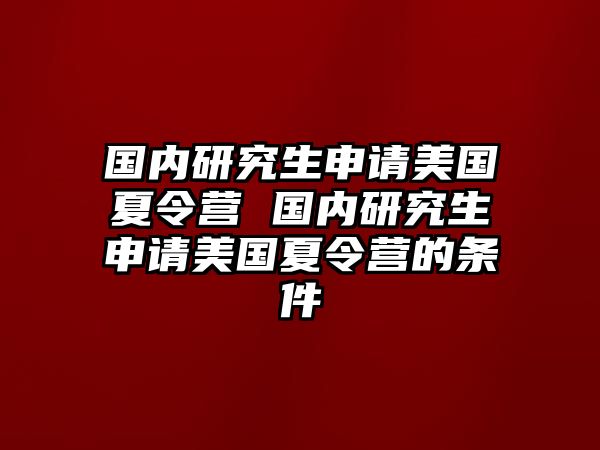 国内研究生申请美国夏令营 国内研究生申请美国夏令营的条件