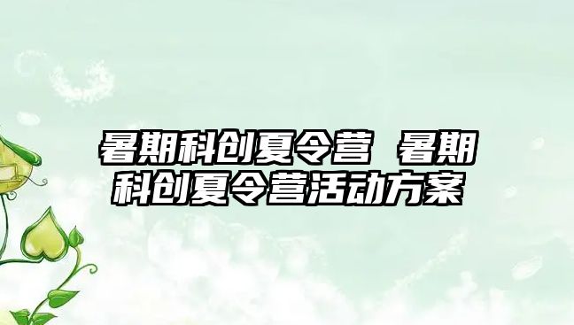 暑期科创夏令营 暑期科创夏令营活动方案