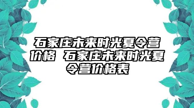 石家庄未来时光夏令营价格 石家庄未来时光夏令营价格表