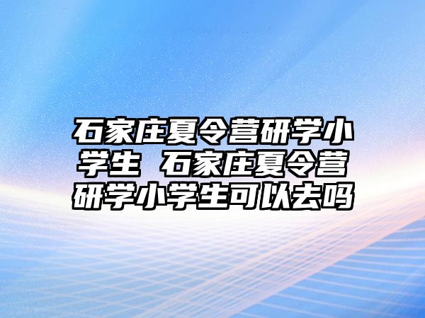 石家庄夏令营研学小学生 石家庄夏令营研学小学生可以去吗