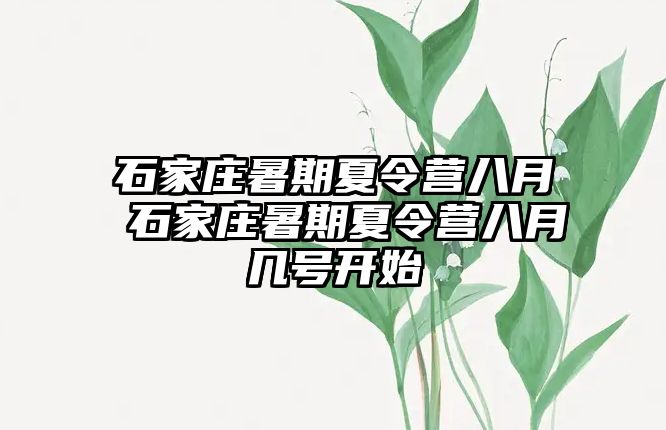 石家庄暑期夏令营八月 石家庄暑期夏令营八月几号开始