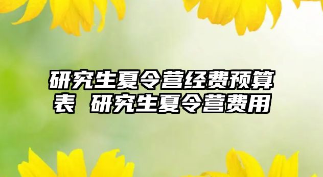 研究生夏令营经费预算表 研究生夏令营费用