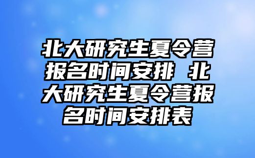 北大研究生夏令营报名时间安排 北大研究生夏令营报名时间安排表