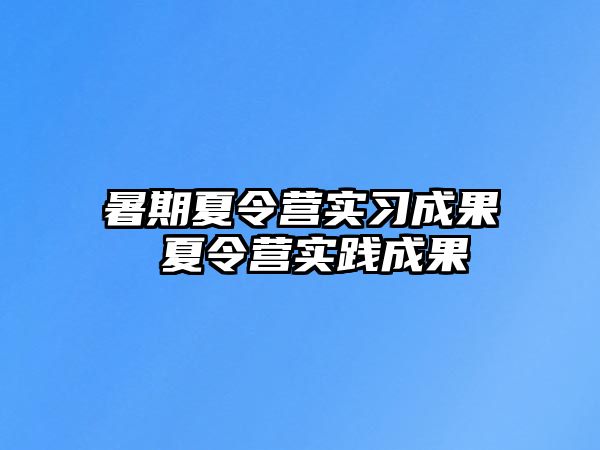 暑期夏令营实习成果 夏令营实践成果