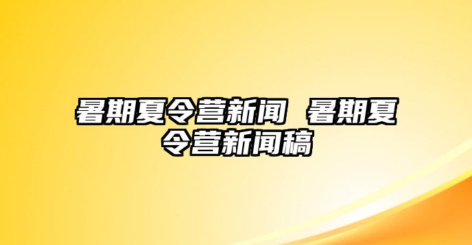 暑期夏令营新闻 暑期夏令营新闻稿