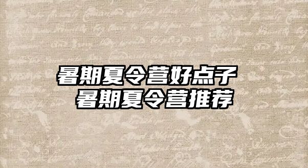 暑期夏令营好点子 暑期夏令营推荐