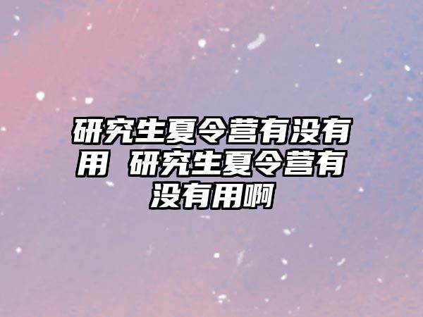 研究生夏令营有没有用 研究生夏令营有没有用啊